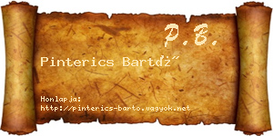 Pinterics Bartó névjegykártya
